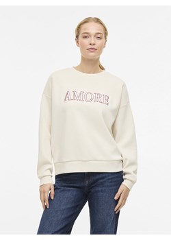 Vila Bluza damska - Reflect Love Kobiety Sztuczne włókno beżowy nadruk ze sklepu vangraaf w kategorii Bluzy damskie - zdjęcie 188413424