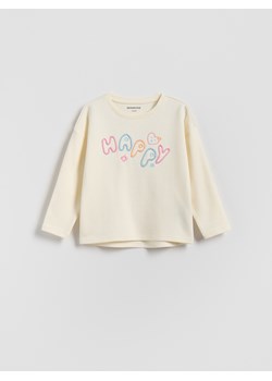 Reserved - Koszulka z haftowanym napisem - złamana biel ze sklepu Reserved w kategorii Bluzki dziewczęce - zdjęcie 188413842