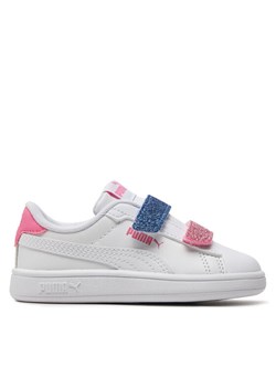 Sneakersy Puma Smash 3.0 L Glitter Velcro V Inf 395610-01 Biały ze sklepu eobuwie.pl w kategorii Trampki dziecięce - zdjęcie 188417024