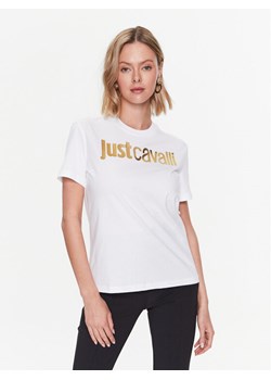 Just Cavalli T-Shirt 74PBHF00 Biały Regular Fit ze sklepu MODIVO w kategorii Bluzki damskie - zdjęcie 188418984