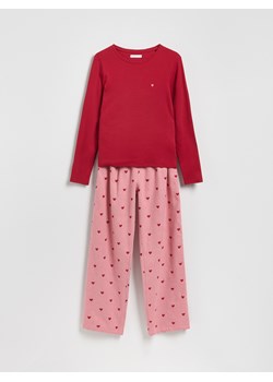 Reserved - Dwuczęściowa piżama w serca - czerwony ze sklepu Reserved w kategorii Piżamy damskie - zdjęcie 188422434