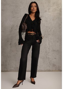 Czarne Jeansy Straight Leg High Waist z Bawełną i Dodatkiem Wiskozy Vilinoris ze sklepu renee.pl w kategorii Jeansy damskie - zdjęcie 188422451