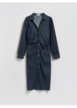 Reserved - Jeansowa sukienka midi - granatowy ze sklepu Reserved w kategorii Sukienki - zdjęcie 188423674