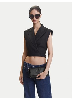 Torebka Calvin Klein Jeans Sculpted Flap Shoulder Pouch LV04K3148G Czarny ze sklepu eobuwie.pl w kategorii Listonoszki - zdjęcie 188424440