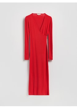 Reserved - Prążkowana sukienka z wiązaniem - czerwony ze sklepu Reserved w kategorii Sukienki - zdjęcie 188425493