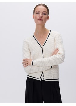 Reserved - Strukturalny kardigan z wiskozą - kremowy ze sklepu Reserved w kategorii Swetry damskie - zdjęcie 188425514