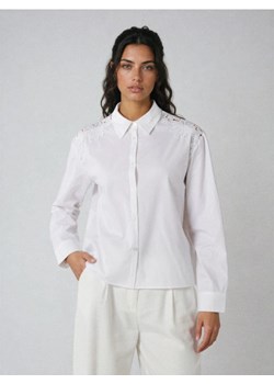 Sinsay - Bawełniana koszula z ozdobną koronką - biały ze sklepu Sinsay w kategorii Koszule damskie - zdjęcie 188426001