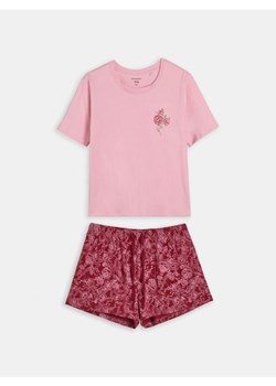 Sinsay - Bawełniana piżama dwuczęściowa - różowy ze sklepu Sinsay w kategorii Piżamy damskie - zdjęcie 188426013