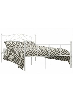 Białe metalowe łózko dwuosobowe 160x200 cm S4-W73 ze sklepu Edinos.pl w kategorii Łóżka i materace - zdjęcie 188426154