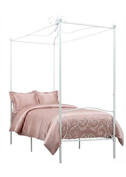 Białe metalowe łóżko z baldachimem 100x200 cm K9-K89 ze sklepu Edinos.pl w kategorii Łóżka i materace - zdjęcie 188426170