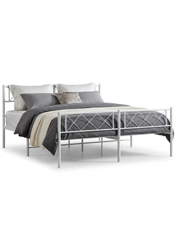 Białe metalowe łóżko małżeńskie 180x200 cm - Raffa ze sklepu Edinos.pl w kategorii Łóżka i materace - zdjęcie 188426214