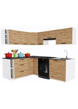 Meble kuchenne narożne  dąb artisan P6-L09 ze sklepu Edinos.pl w kategorii Zestawy mebli kuchennych - zdjęcie 188426233