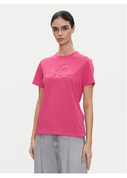 HUGO T-Shirt Damacia_4 50539101 Różowy Regular Fit ze sklepu MODIVO w kategorii Bluzki damskie - zdjęcie 188427753