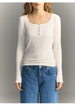 Reserved - Longsleeve z modalem - złamana biel ze sklepu Reserved w kategorii Bluzki damskie - zdjęcie 188431432