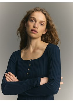 Reserved - Longsleeve z modalem - granatowy ze sklepu Reserved w kategorii Bluzki damskie - zdjęcie 188431442