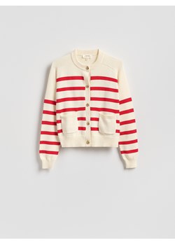 Reserved - Bawełniany kardigan w paski - czerwony ze sklepu Reserved w kategorii Swetry damskie - zdjęcie 188431453