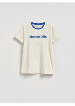Reserved - T-shirt z nadrukiem - beżowy ze sklepu Reserved w kategorii Bluzki damskie - zdjęcie 188431533