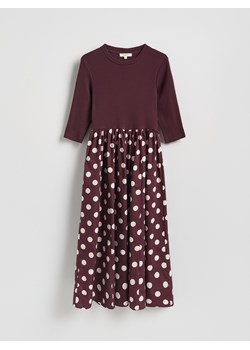 Reserved - Bawełniana sukienka midi - mahoniowy ze sklepu Reserved w kategorii Sukienki - zdjęcie 188431541