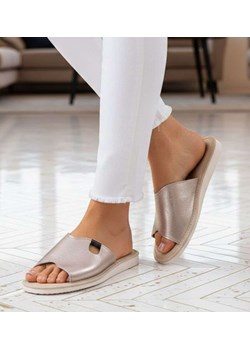 Odkryte kapcie damskie Złote /F4-1 17649 S165/ ze sklepu Pantofelek24.pl w kategorii Kapcie damskie - zdjęcie 188431740