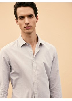 Reserved - Koszula slim z domieszką lnu - beżowy ze sklepu Reserved w kategorii Koszule męskie - zdjęcie 188435801