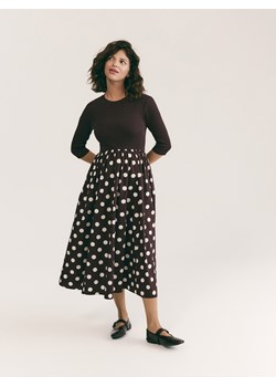 Reserved - Bawełniana sukienka midi - mahoniowy ze sklepu Reserved w kategorii Sukienki - zdjęcie 188435901