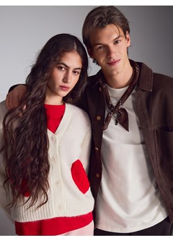 Reserved - Kardigan z haftem - kremowy ze sklepu Reserved w kategorii Swetry damskie - zdjęcie 188436323