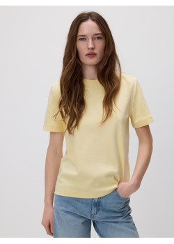 Reserved - T-shirt z bawełny merceryzowanej - żółty ze sklepu Reserved w kategorii Bluzki damskie - zdjęcie 188436432