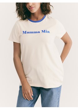 Reserved - T-shirt z nadrukiem - beżowy ze sklepu Reserved w kategorii Bluzki damskie - zdjęcie 188436481