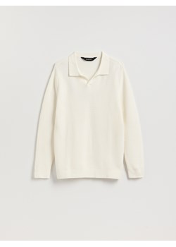 Reserved - Strukturalny sweter polo - biały ze sklepu Reserved w kategorii Swetry męskie - zdjęcie 188436540