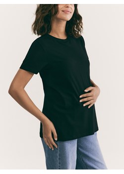 Reserved - Bawełniany t-shirt regular - czarny ze sklepu Reserved w kategorii Bluzki damskie - zdjęcie 188436584