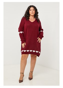 Curvy Lady Sukienka dzianinowa w kolorze bordowym ze sklepu Limango Polska w kategorii Sukienki - zdjęcie 188437363