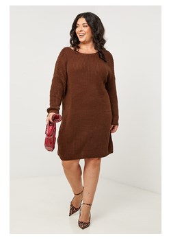 Curvy Lady Sukienka dzianinowa w kolorze brązowym ze sklepu Limango Polska w kategorii Sukienki - zdjęcie 188437672