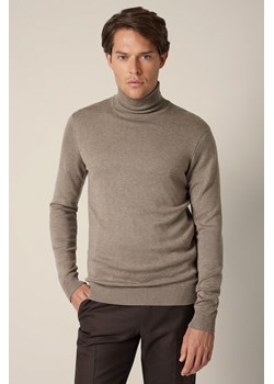 Golf Męski Beżowy z Wiskozą Sigmar ze sklepu Lancerto S.A. w kategorii Swetry męskie - zdjęcie 188443573