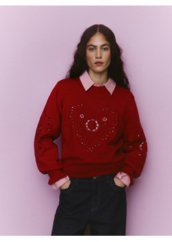 Reserved - Kardigan z bufiastymi rękawami - czerwony ze sklepu Reserved w kategorii Swetry damskie - zdjęcie 188445071