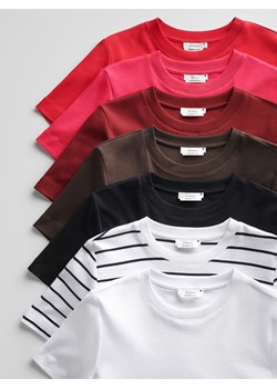 Reserved - T-shirt z bawełny merceryzowanej - czarny ze sklepu Reserved w kategorii Bluzki damskie - zdjęcie 188445751