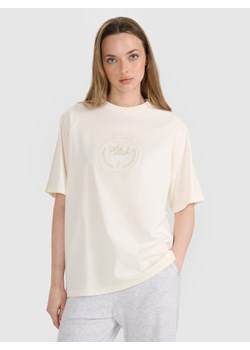 Damski t-shirt oversize z nadrukiem 4F 4FRSS25TTSHF2791 - biały ze sklepu Sportstylestory.com w kategorii Bluzki damskie - zdjęcie 188446034