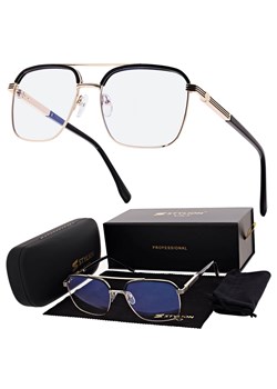 Okulary pilotki zerówki z filtrem Blue Light 25177 czarny/złoty ze sklepu Stylion w kategorii Okulary zerówki damskie - zdjęcie 188446222