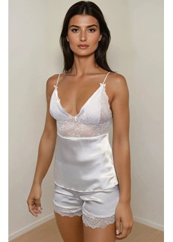 Satynowa piżama damska z koronką biała Harmonia, Kolor biały, Rozmiar XS, DKaren ze sklepu Intymna w kategorii Piżamy damskie - zdjęcie 188446522