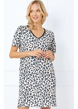 Koszula nocna damska na krótki rękaw Savanna, Kolor biało-czarny, Rozmiar S, Italian Fashion ze sklepu Intymna w kategorii Koszule nocne - zdjęcie 188446532