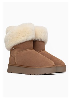 Gooce Skórzane botki zimowe "Beverly" w kolorze jasnobrązowym ze sklepu Limango Polska w kategorii Śniegowce damskie - zdjęcie 188447622