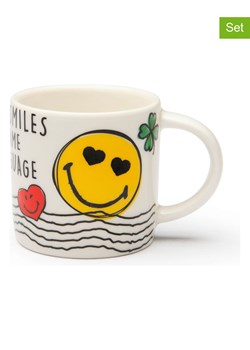 Trendy Kitchen by EXCÉLSA Kubki (6 szt.) "Smiley World" w kolorze biało-żółtym do kawy - 100 ml ze sklepu Limango Polska w kategorii Dzbanki i zaparzacze - zdjęcie 188452272