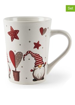 Trendy Kitchen by EXCÉLSA Kubki (4 szt.) "Gnomo" w kolorze biało-czerwonym - 380 ml ze sklepu Limango Polska w kategorii Dzbanki i zaparzacze - zdjęcie 188452303