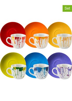 Trendy Kitchen by EXCÉLSA Filiżanki (6 szt.) "Dripping" ze wzorem do espresso - 90 ml ze sklepu Limango Polska w kategorii Dzbanki i zaparzacze - zdjęcie 188452334