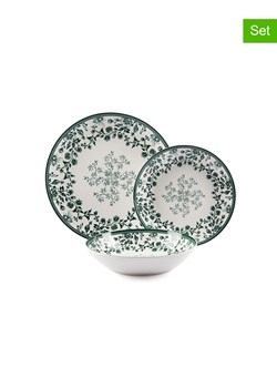 Trendy Kitchen by EXCÉLSA 18-częściowy zestaw talerzy "Giardino Segreto" w kolorze biało-zielonym ze sklepu Limango Polska w kategorii Naczynia - zdjęcie 188452834