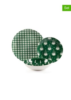 Trendy Kitchen by EXCÉLSA 18-częściowy zestaw talerzy "Green Winter" w kolorze zielonym ze sklepu Limango Polska w kategorii Naczynia - zdjęcie 188452851