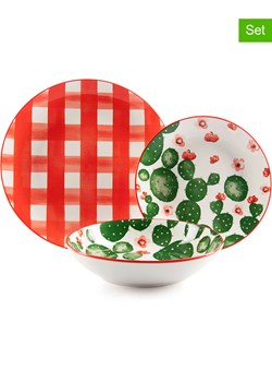 Trendy Kitchen by EXCÉLSA 18-częściowy zestaw talerzy "Arizona" w kolorze czerwono-zielonym ze sklepu Limango Polska w kategorii Naczynia - zdjęcie 188452861