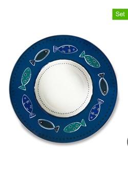 Trendy Kitchen by EXCÉLSA Talerze (6 szt.) "Ocean" w kolorze biało-granatowym do makaronu - Ø 28 cm ze sklepu Limango Polska w kategorii Naczynia - zdjęcie 188453043
