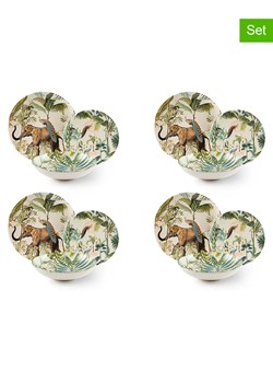 Trendy Kitchen by EXCÉLSA 12-częściowy zestaw talerzy "Kabir" w kolorze kremowo-zielonym ze sklepu Limango Polska w kategorii Naczynia - zdjęcie 188453092