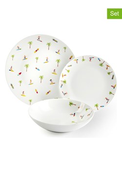 Trendy Kitchen by EXCÉLSA 18-częściowy zestaw talerzy "Honululu" w kolorze białym ze wzorem ze sklepu Limango Polska w kategorii Naczynia - zdjęcie 188453192