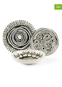 Trendy Kitchen by EXCÉLSA 12-częściowy zestaw talerzy "Tribal" w kolorze czarno-białym ze sklepu Limango Polska w kategorii Naczynia - zdjęcie 188453212